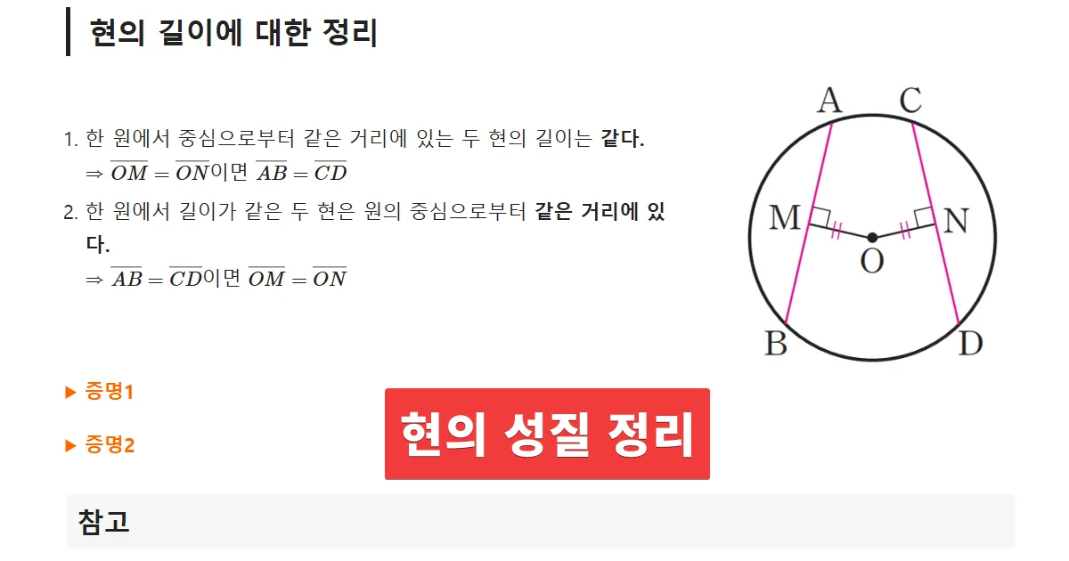 현의 성질 정리