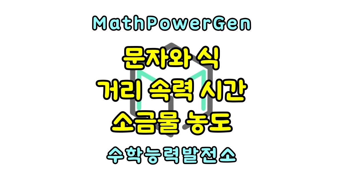 문자와 식 소금물의 농도 거리 속력 시간 단위 정리