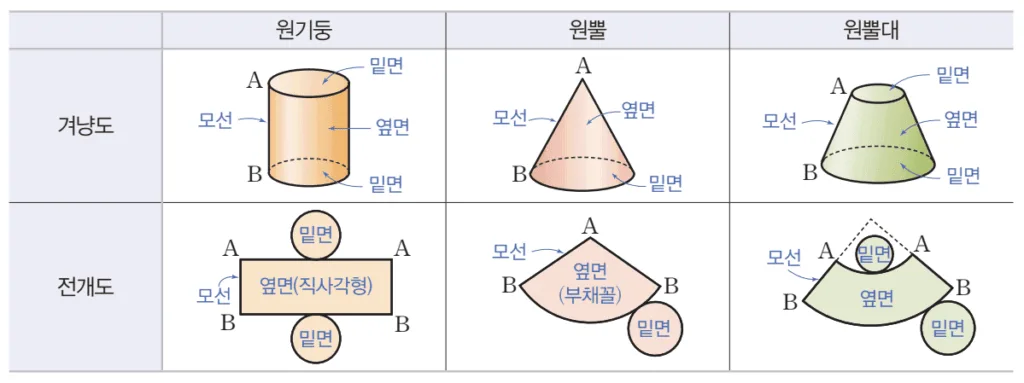 회전체의 겨냥도와 전개도 회전체의 겨냥도와 전개도