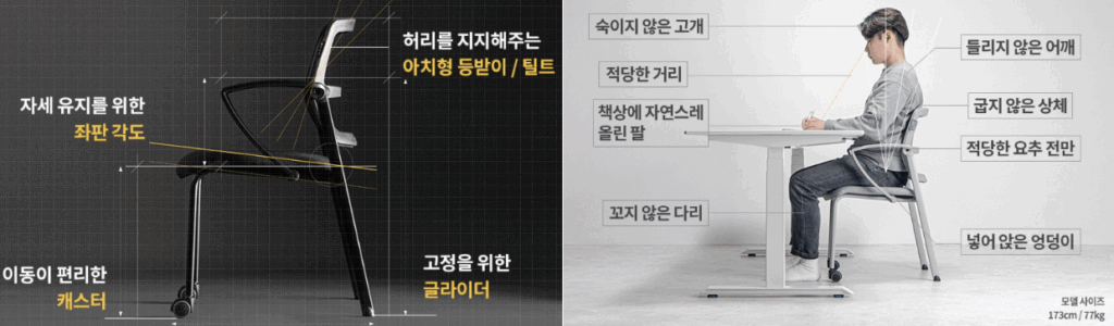 공부 의자 추천 사이즈 오브 몰입 체어