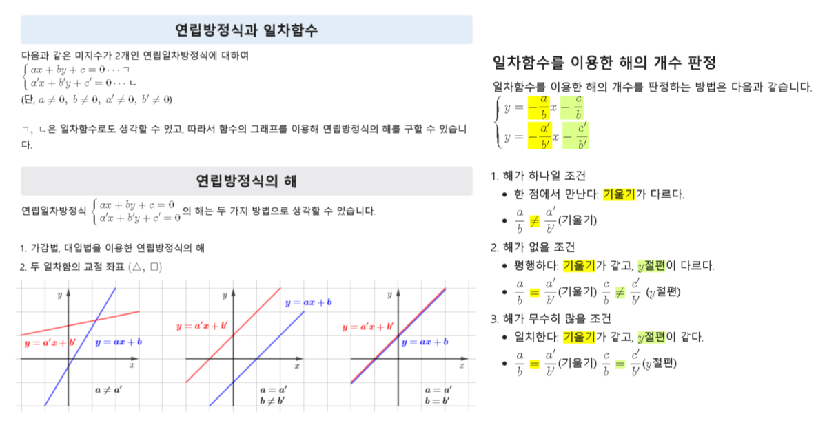직선의 방정식을 이용한 연립방정식 풀이