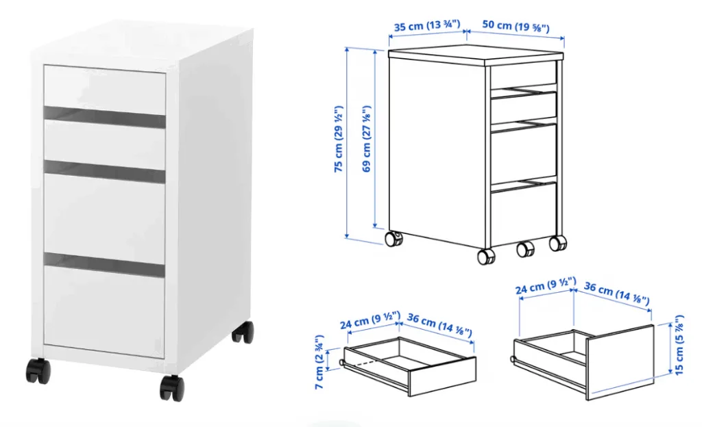 이케아 미케 이동식 서랍 유닛