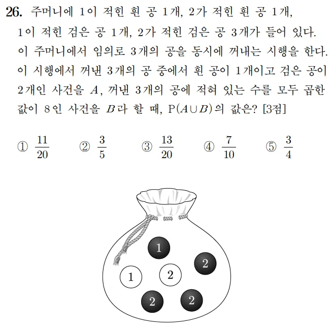 2023 수학 수능 기출문제 확률과 통계 홀수형 26