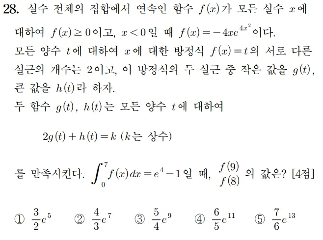 2024 수능 미적분 홀수형 28번