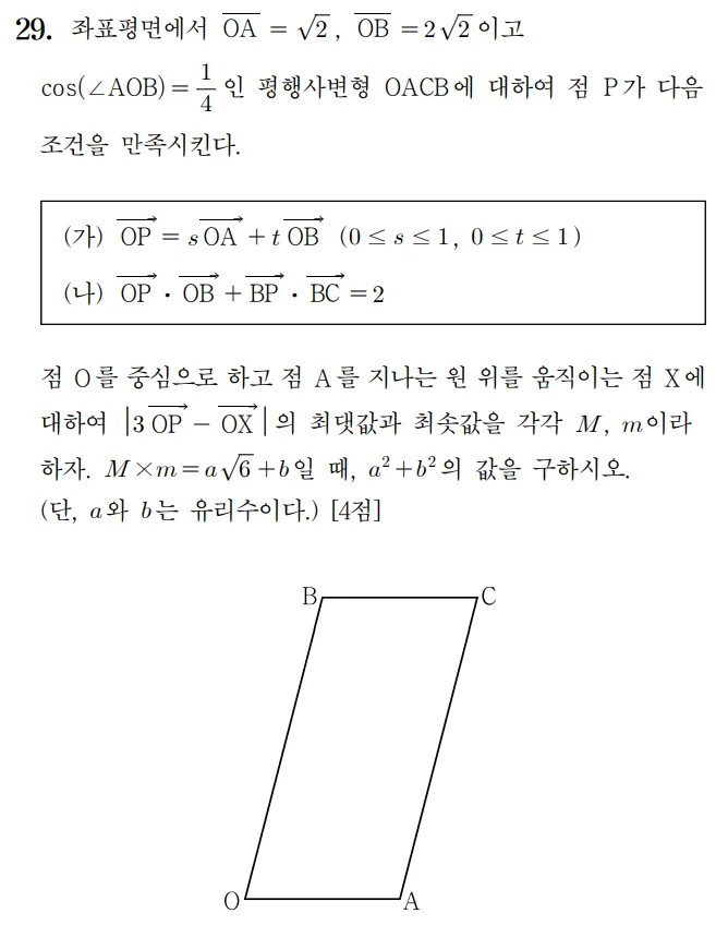 2022 수학 수능 기출문제 기하 홀수형 29
