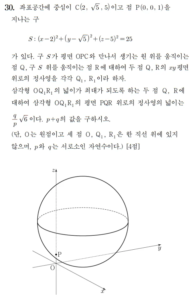 2022 수학 수능 기출문제 기하 홀수형 30