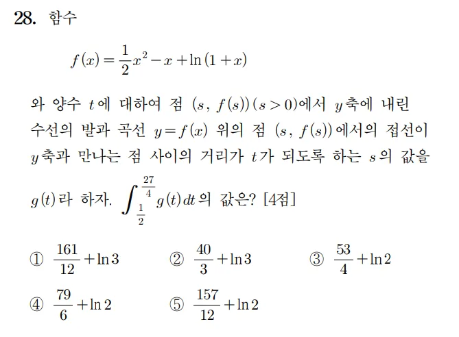 2026 수능 수학 기출문제 미적분 28 2026 수능 수학 기출문제 미적분 28