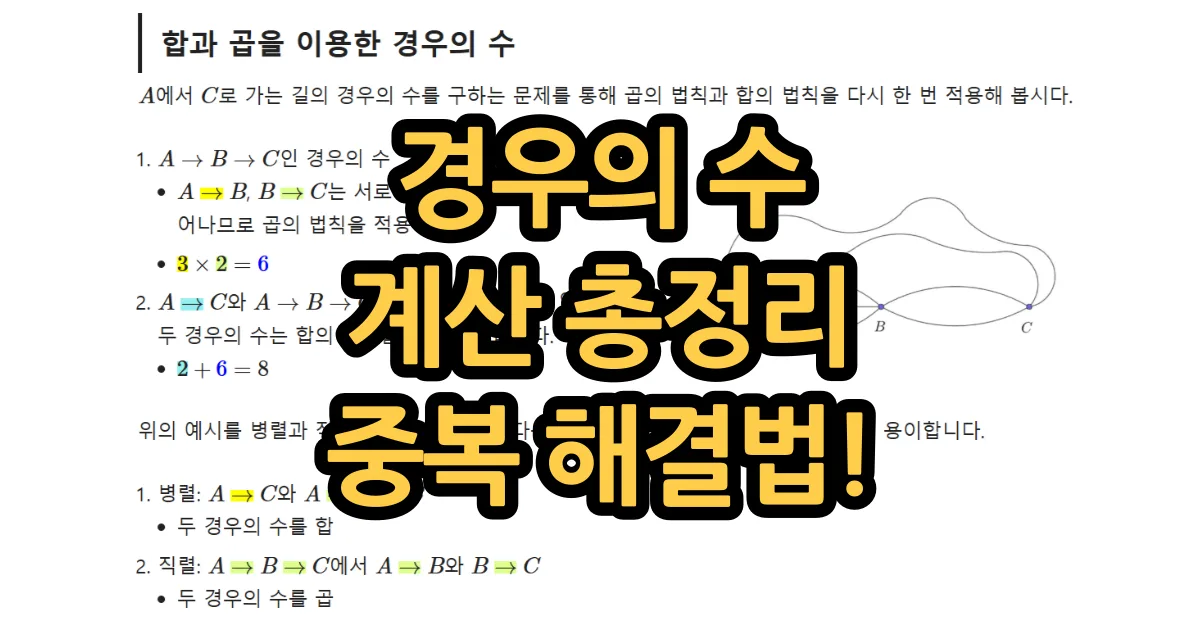 중2 경우의 수 계산 총정리 개념 합의 법칙 곱의 법칙 중복 처리