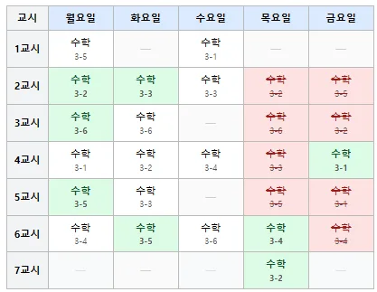 개별 교사 시간표 확인